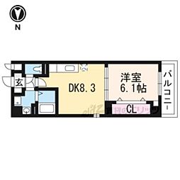 I・レジデンス上鳥羽 2階1DKの間取り