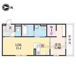 J’FORT京都山科 1階1LDKの間取り