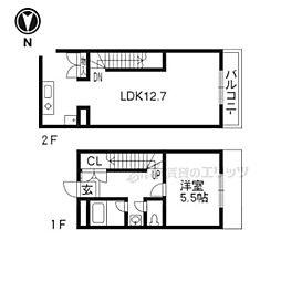 マナーハウスＢ棟 1階1LDKの間取り