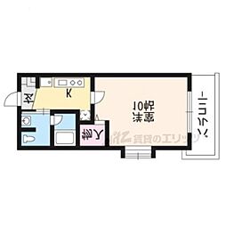 京阪本線 藤森駅 徒歩4分の賃貸マンション 2階1Kの間取り
