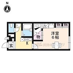 JR東海道・山陽本線 山科駅 徒歩15分の賃貸アパート 2階1Kの間取り