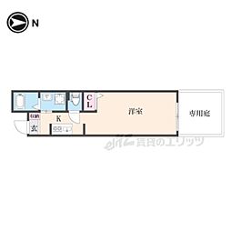 京都地下鉄東西線 二条城前駅 徒歩7分の賃貸マンション 1階ワンルームの間取り