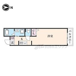 京都地下鉄東西線 二条城前駅 徒歩7分の賃貸マンション 2階ワンルームの間取り