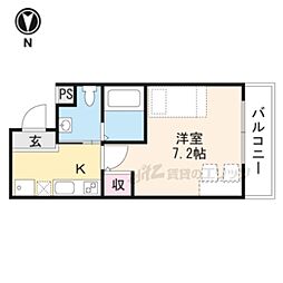 いろは梅小路 3階1Kの間取り