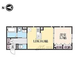 ユアメゾン御前 1階1LDKの間取り