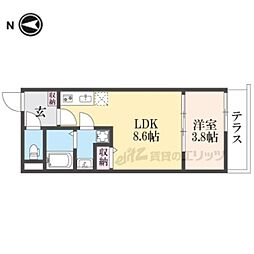 京都地下鉄東西線 山科駅 徒歩9分の賃貸マンション 1階1LDKの間取り