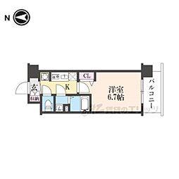 京都市営烏丸線 十条駅 徒歩4分の賃貸マンション 3階1Kの間取り