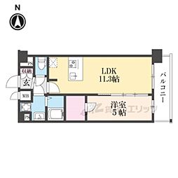 プレサンス十条凛華 5階1LDKの間取り