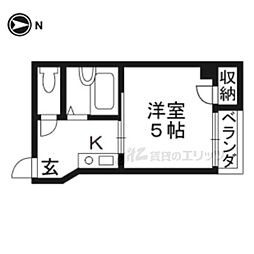 ギオンアーモンビル 3階1Kの間取り
