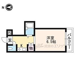 フレーヴァー深草II 5階1Kの間取り