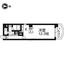 京都市営烏丸線 四条駅 徒歩6分の賃貸マンション 7階1Kの間取り