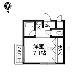 京都地下鉄東西線 三条京阪駅 徒歩5分の賃貸マンション 4階1Kの間取り