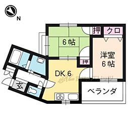 ル・プロージェ唐橋 3階2DKの間取り