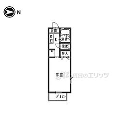 アメニティ鏡山 2階ワンルームの間取り