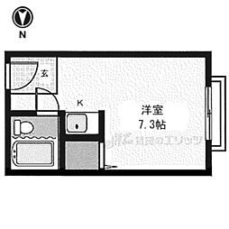 ウイング・ウッド丸太町 4階ワンルームの間取り