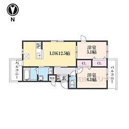 PREMIER MARSEI 寺内町 3階2LDKの間取り