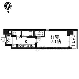 京都市営烏丸線 五条駅 徒歩2分の賃貸マンション 8階1Kの間取り