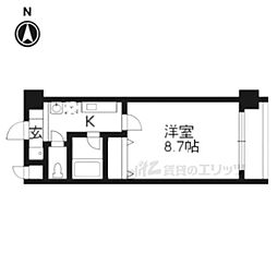 カスタリア京都西七条 2階1Kの間取り
