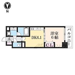 京都市営烏丸線 九条駅 徒歩4分の賃貸マンション 7階1DKの間取り