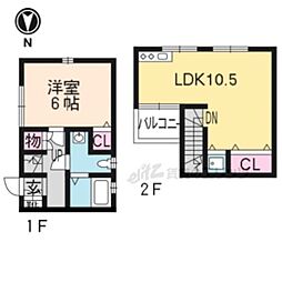 プラウド御陵 1階1LDKの間取り