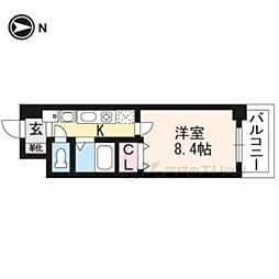 ＣＡ．プレザントヒル 7階1Kの間取り