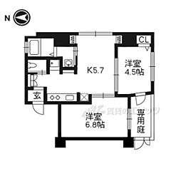 プリオーレ京都駅前 2DKの間取図画像