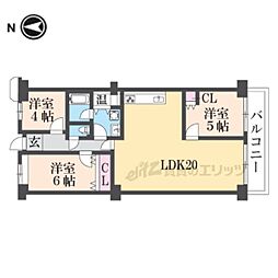 コトーハイツ伏見稲荷C棟 3LDKの間取図画像