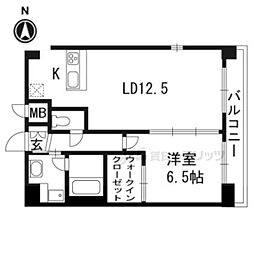 アスヴェル京都烏丸五条 1LDKの間取図画像