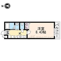 LaFiteOMIYA 1Kの間取図画像