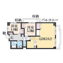 ネオコーポ東山 2LDKの間取図画像