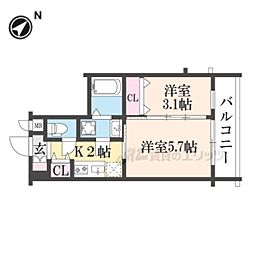 MJC京都EsTRUTH 2Kの間取図画像