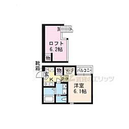 ハーモニーテラス東野中井ノ上町 1Kの間取図画像