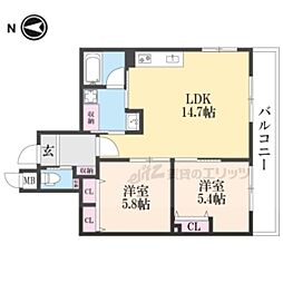 インサイトルポ山科新十条 2LDKの間取図画像