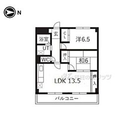 レジデンスオークラC棟 2LDKの間取図画像