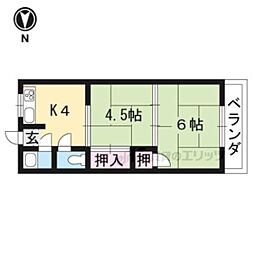 丸善ハイツ 2Kの間取図画像
