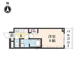 グランカーサ京都駅前 1Kの間取図画像