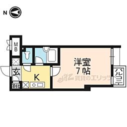 パインフィールド御池 1Kの間取図画像