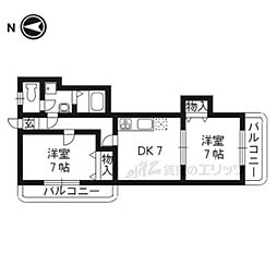 ル・シェール西院 2DKの間取図画像