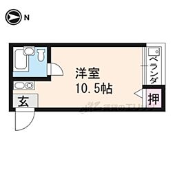 コーポ北白川 ワンルームの間取図画像