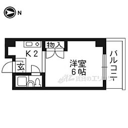 ファーストコート御所室町 1Kの間取図画像