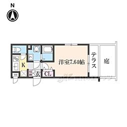 仮)京大北VIII 1Kの間取図画像