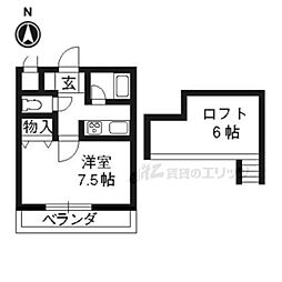 オーシャンボックス2 1Kの間取図画像