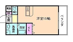 Osaka Metro今里筋線 井高野駅 徒歩2分の賃貸マンション 4階ワンルームの間取り