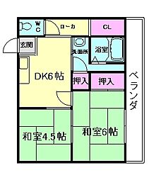 マンション仁 2DKの間取図画像