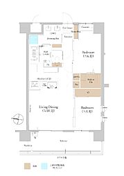 ウメキタテラス 2LDKの間取図画像