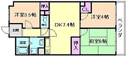 ファミール永田 3DKの間取図画像