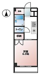 コスモコート国立 1Kの間取図画像