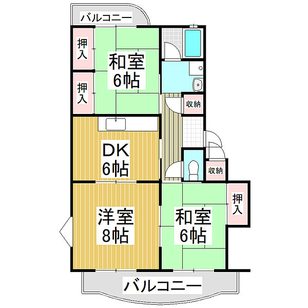 丸山マンション ｜長野県安曇野市豊科(賃貸マンション3DK・3階・53.46㎡)の写真 その2