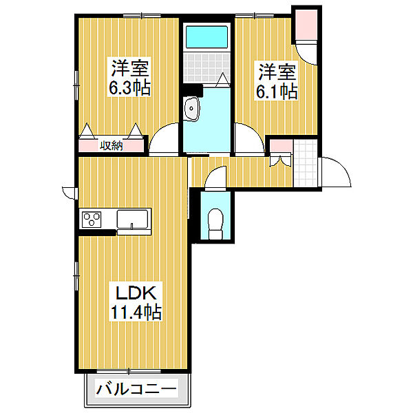 Yoshiex ｜長野県安曇野市豊科(賃貸マンション2LDK・2階・57.47㎡)の写真 その2