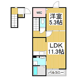 フィールドヒル　安曇野I 2階1LDKの間取り